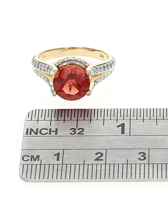 Oregon Sunstone and Diamond Split Shank Ring
